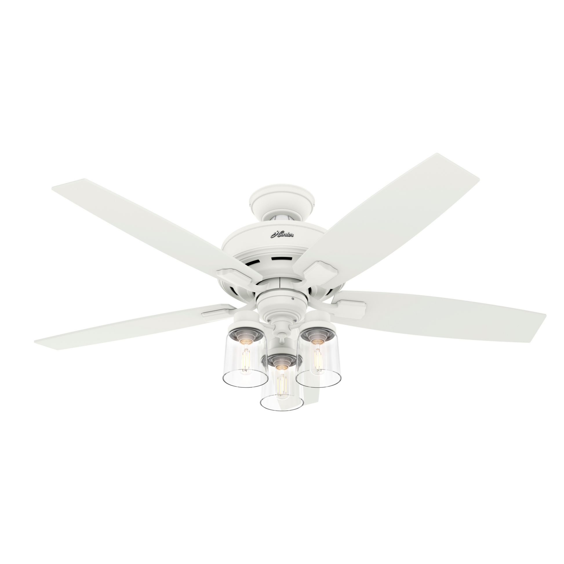 Hunter Bennett 52-in Matte White with White Grain/Bleached Oak Blades Ceiling Fan With Light - Remote Included ( 5 -Blade ) 1631500