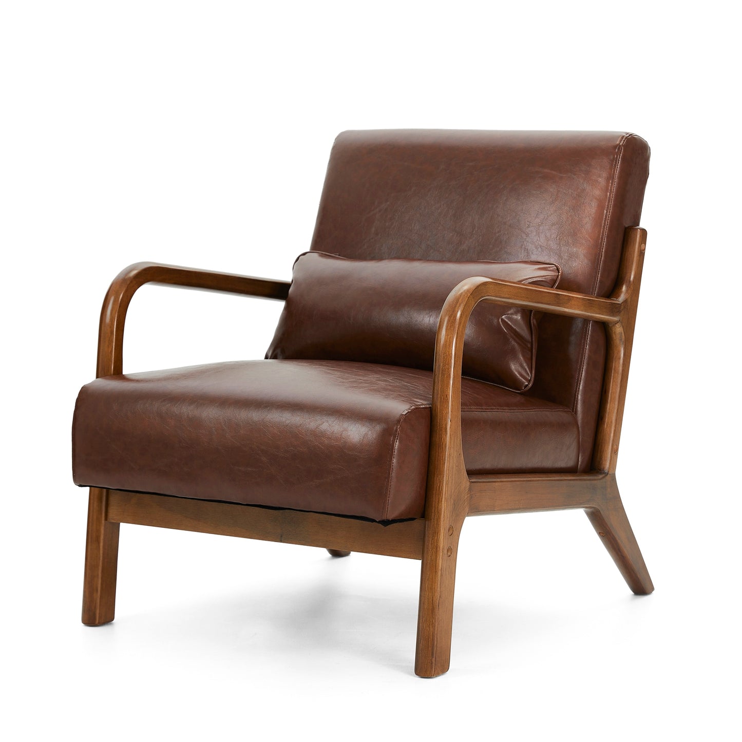 Glitzhome 33.75-in W Casual Brown Faux leather Accent Armchair