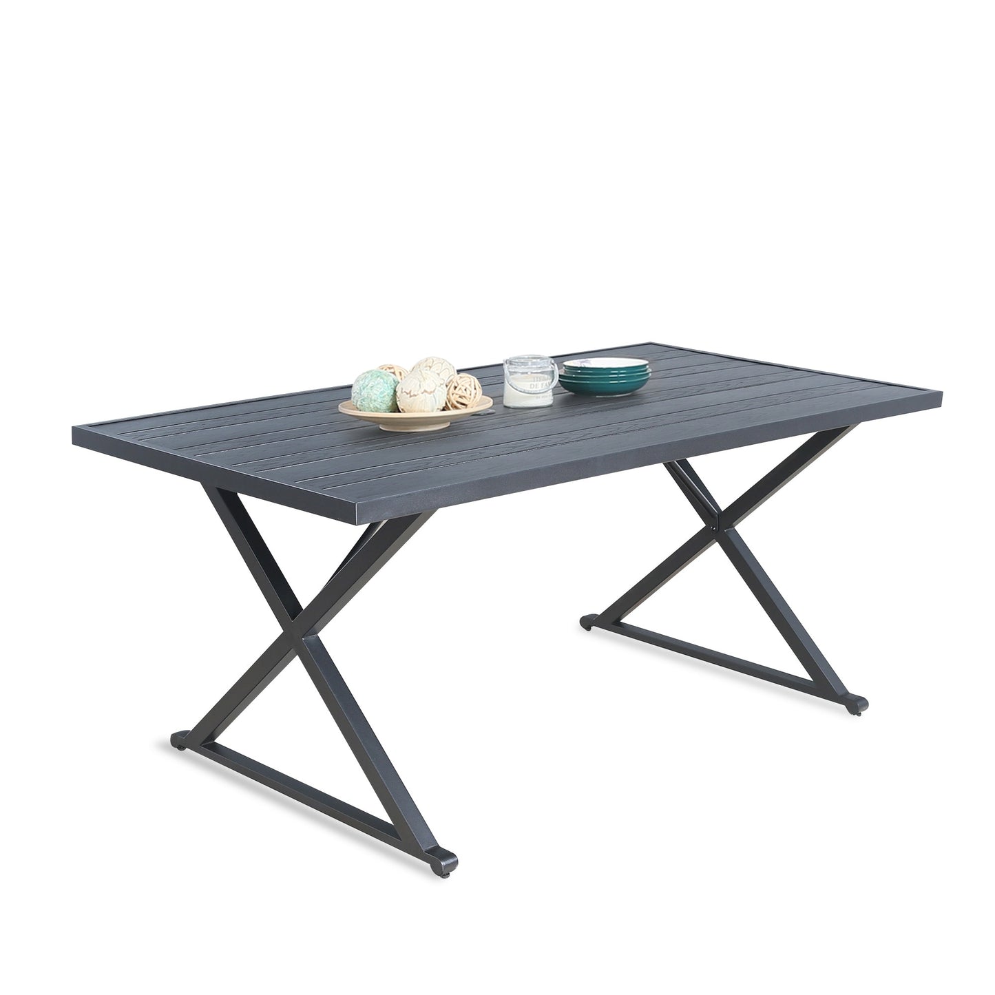 PEAK HOME FURNISHINGS Dining Table Rectangle Outdoor Dining Table 35.5-in W x 68-in L with Umbrella Hole