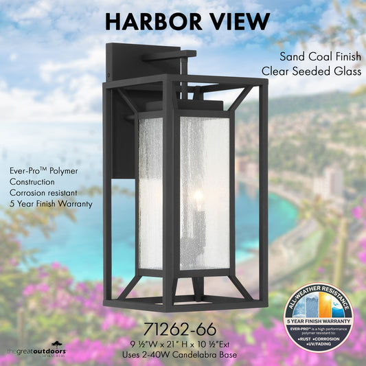 The Great Outdoors Harbor View 2 -Light 21-in H Matte Black Hardwired Outdoor Wall Light