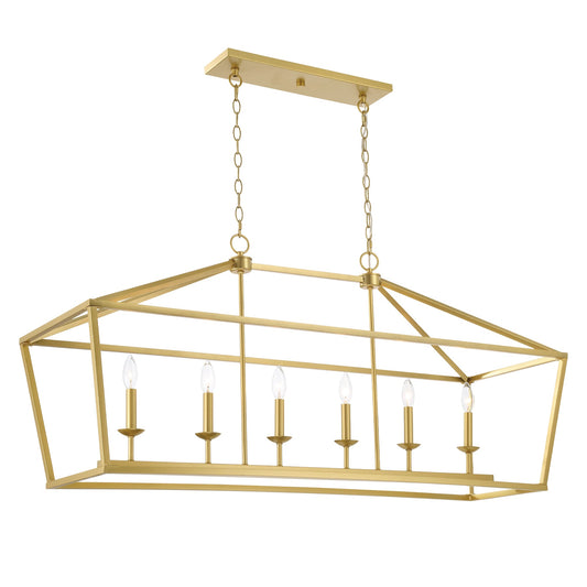 ACROMA Charles 6 -Light Satin Gold Indoor Bare bulb Metal Metal Chandelier