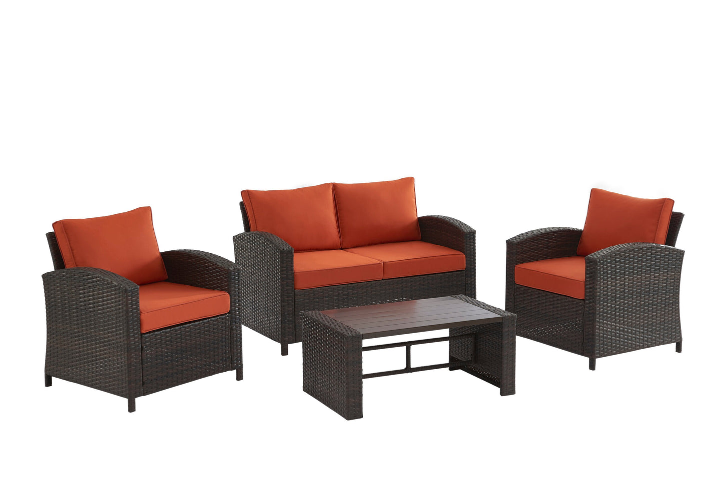 EDYO LIVING BestHomeChoice 12 -Piece Wicker Patio Conversation Set with Orange EDYO LIVING Cushions