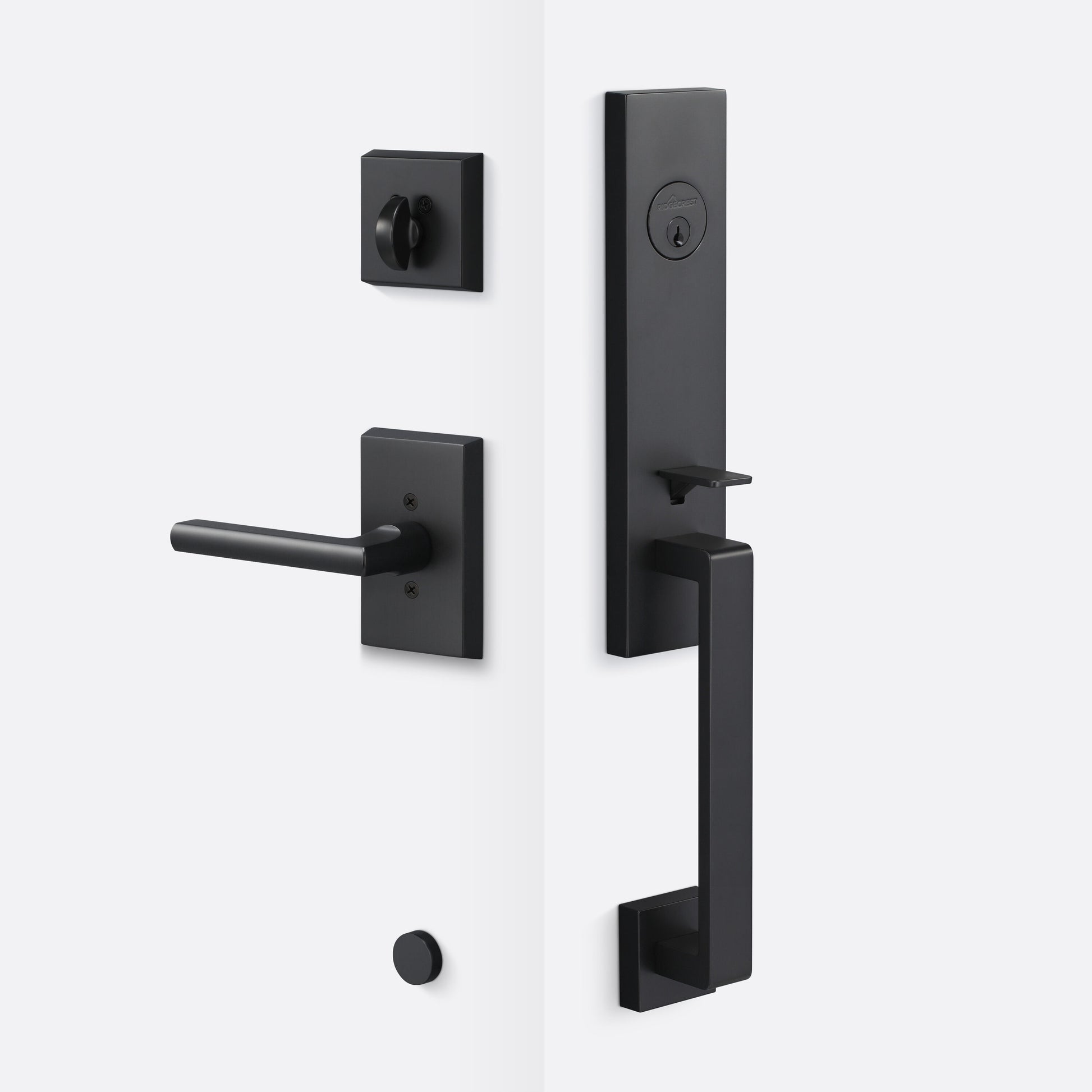Sure-Loc Hardware SureLoc Turin Flat Black Exterior Single-Cylinder Deadbolt and Keyed entry door handle