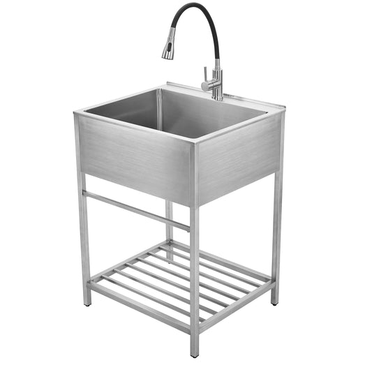 Style Selections 22-in x 25-in 1 -Basin Stainless steel Freestanding Laundry sink with Faucet