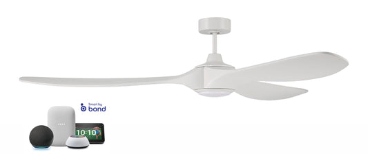 Craftmade Envy 72-in White with White Blades Integrated LED Covered Outdoor Smart Propeller Ceiling Fan With Light and Remote Included 3 -Blade