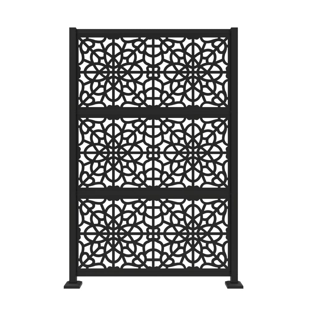Freedom 4-1/4-in x 6-1/2-ft Fretwork Black Aluminum/Polypropylene Privacy Screen panel kit