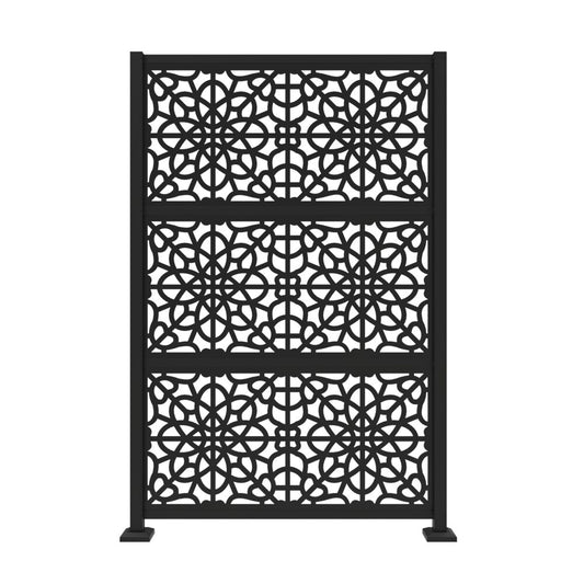 Freedom 4-1/4-in x 6-1/2-ft Fretwork Black Aluminum/Polypropylene Privacy Screen panel kit