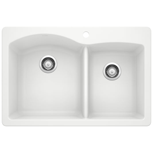 BLANCO Diamond Silgranit Drop-in or undermount 33.0-in x 22-in Granite Double offset bowl Kitchen Sink