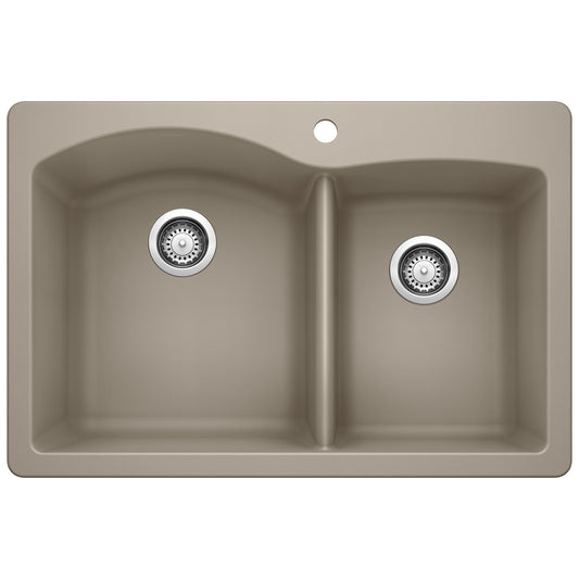 BLANCO Diamond Silgranit Drop-in or undermount 33-in x 22-in Granite Double offset bowl Kitchen Sink