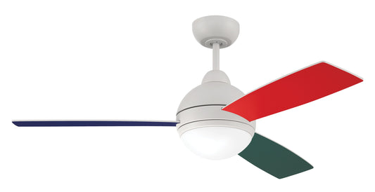 Craftmade Keen 48-in White with Red/Blue/Green Blades Integrated LED Ceiling Fan With Light and Remote Included 3 -Blade