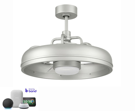 Craftmade Taylor 24-in Painted Nickel with Clear Acrylic Blades Integrated LED Covered Outdoor Smart Fandelier Ceiling Fan With Light and Remote Included 3 -Blade