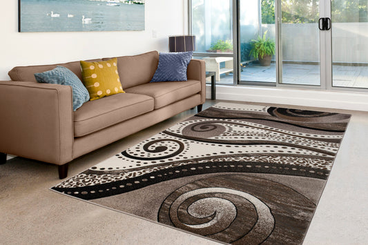 MDA Rugs Rhodes 6 x 9 (ft) Polypropylene Brown Rectangular Indoor Abstract Area rug