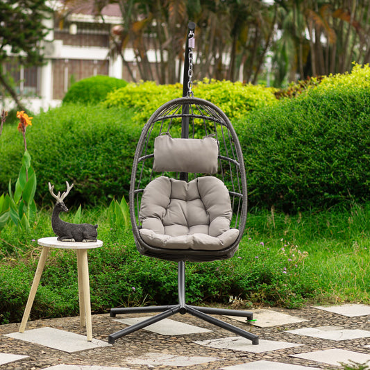 Gaierptone Hammock Chair with Stand Grey Quilted Hammock chair with Stand