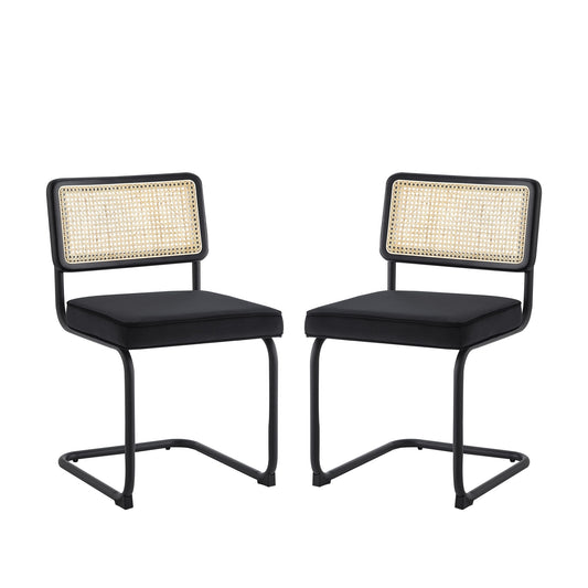 Loft Lyfe Set of 2 Sahasra Traditional Velvet Upholstered Dining Side Chair (Metal Frame)