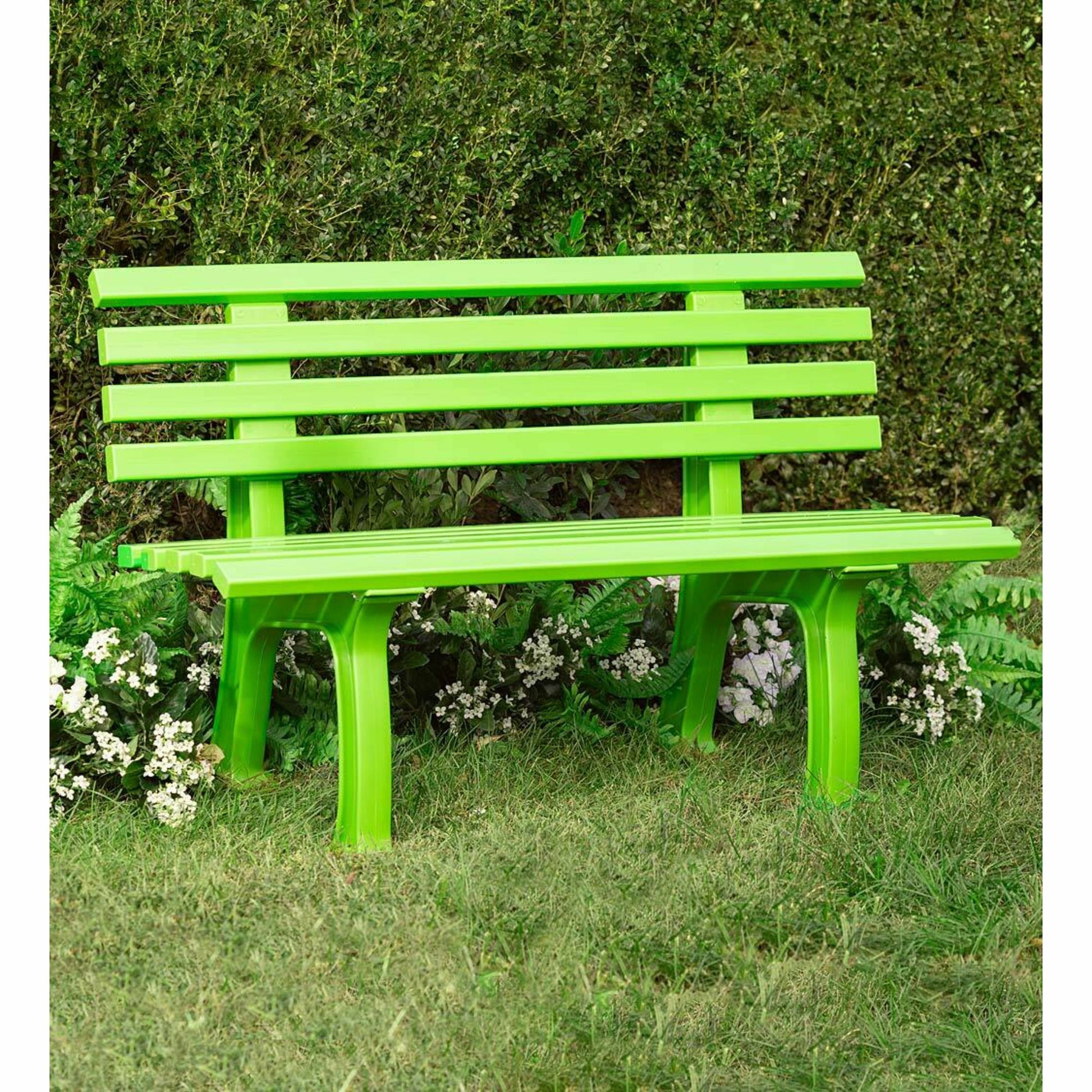 Evergreen 47-in W x 21.25-in H Green Plastic Garden Bench