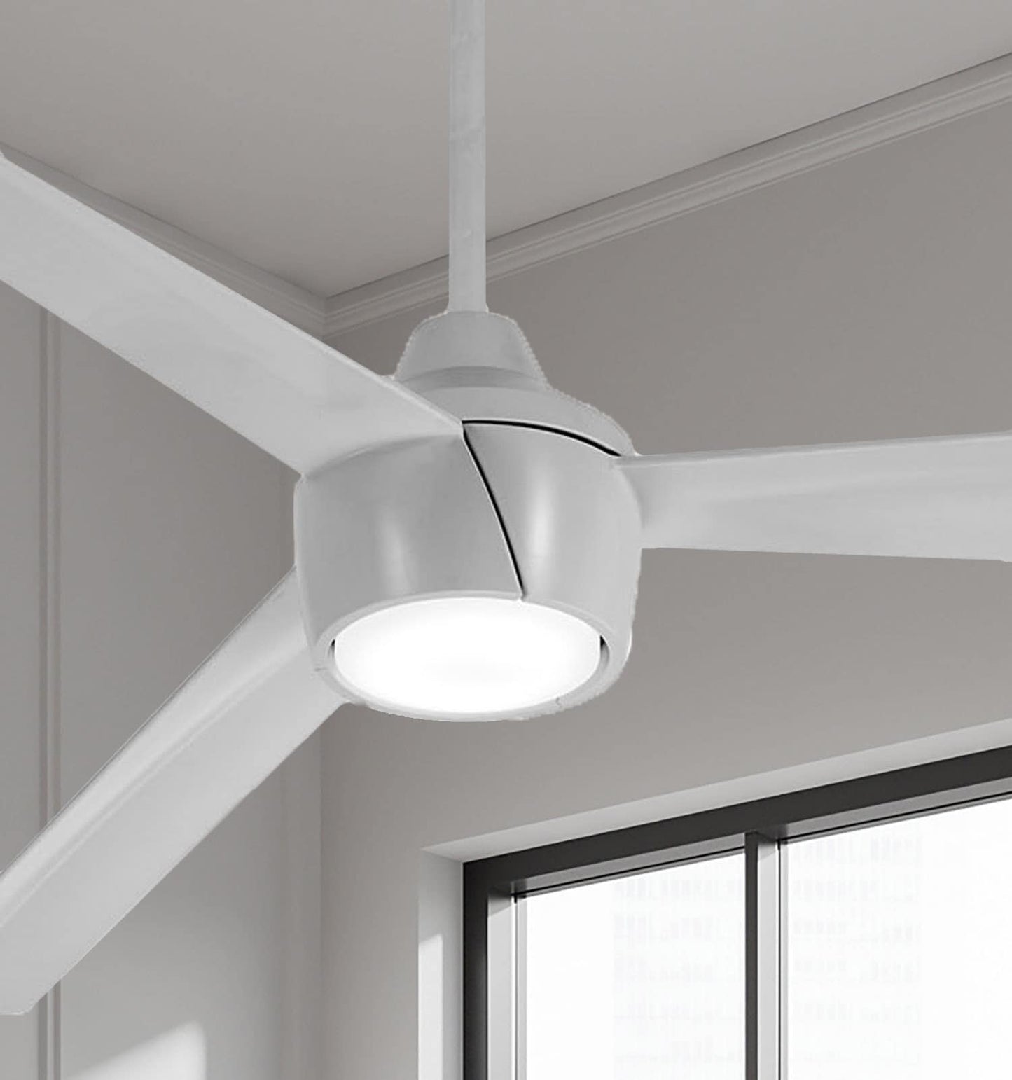 Minka Aire Skinnie 56-in Grey with Grey Blades Integrated LED Uncovered Outdoor Ceiling Fan With Light 3 -Blade