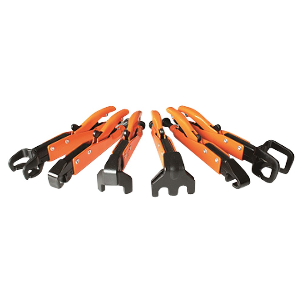Grip-on 6-Piece Automotive Locking Plier Set with Axial Grips - Orange Finish, Corrosion Resistant, Ideal for Auto Body Technicians AX-SET6
