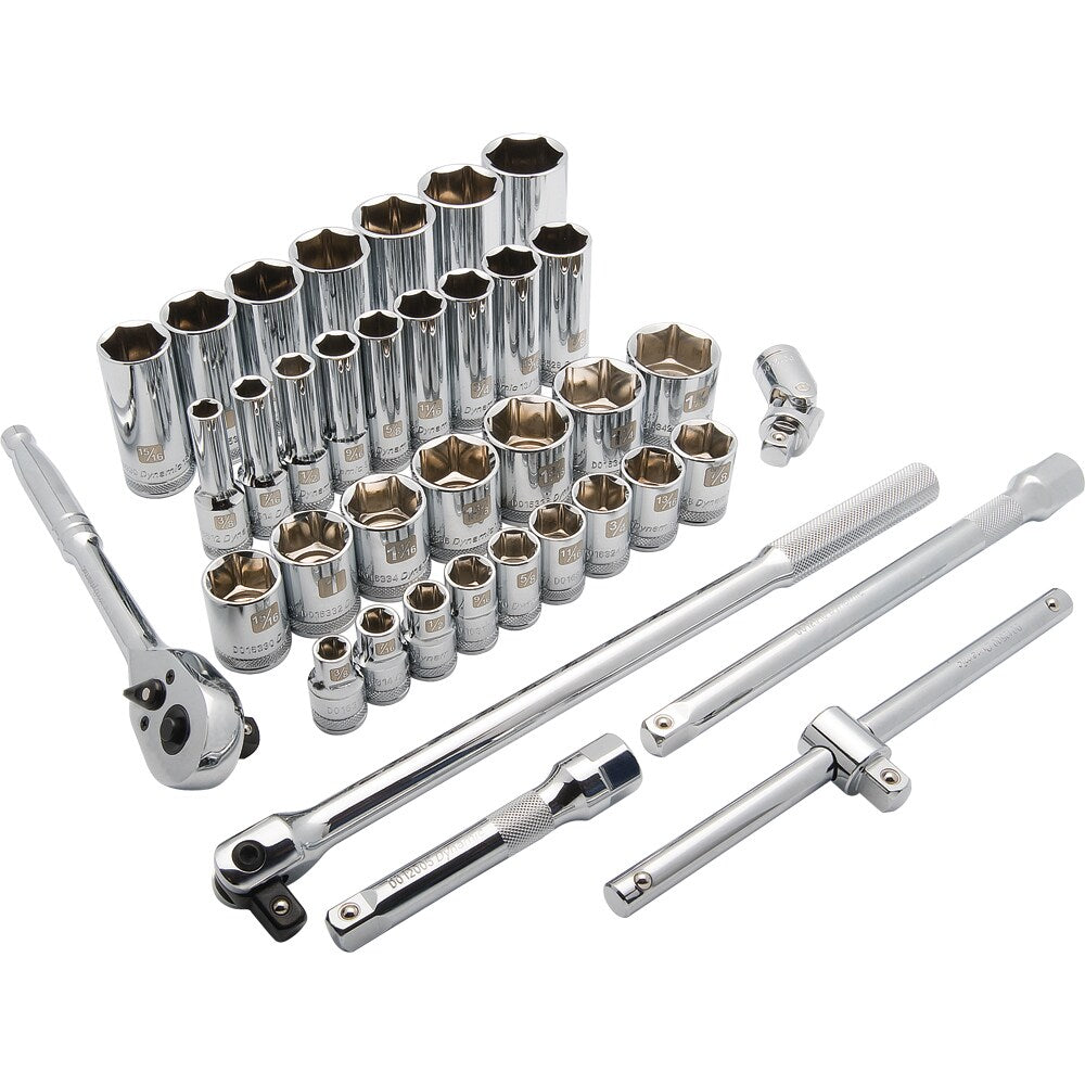 Dynamic 1/2-in Drive Standard (SAE) Shallow/Deep Socket Set (38-Pieces)