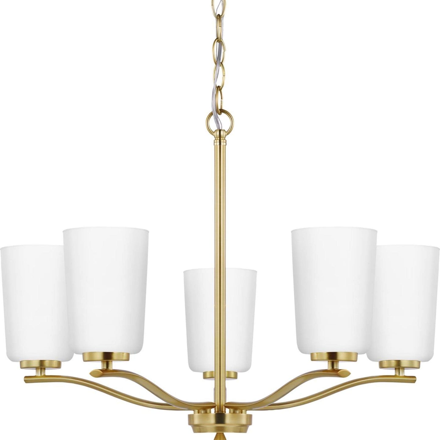 Progress Lighting Adley 5 -Light Satin Brass Indoor Etched glass Glass Steel Chandelier