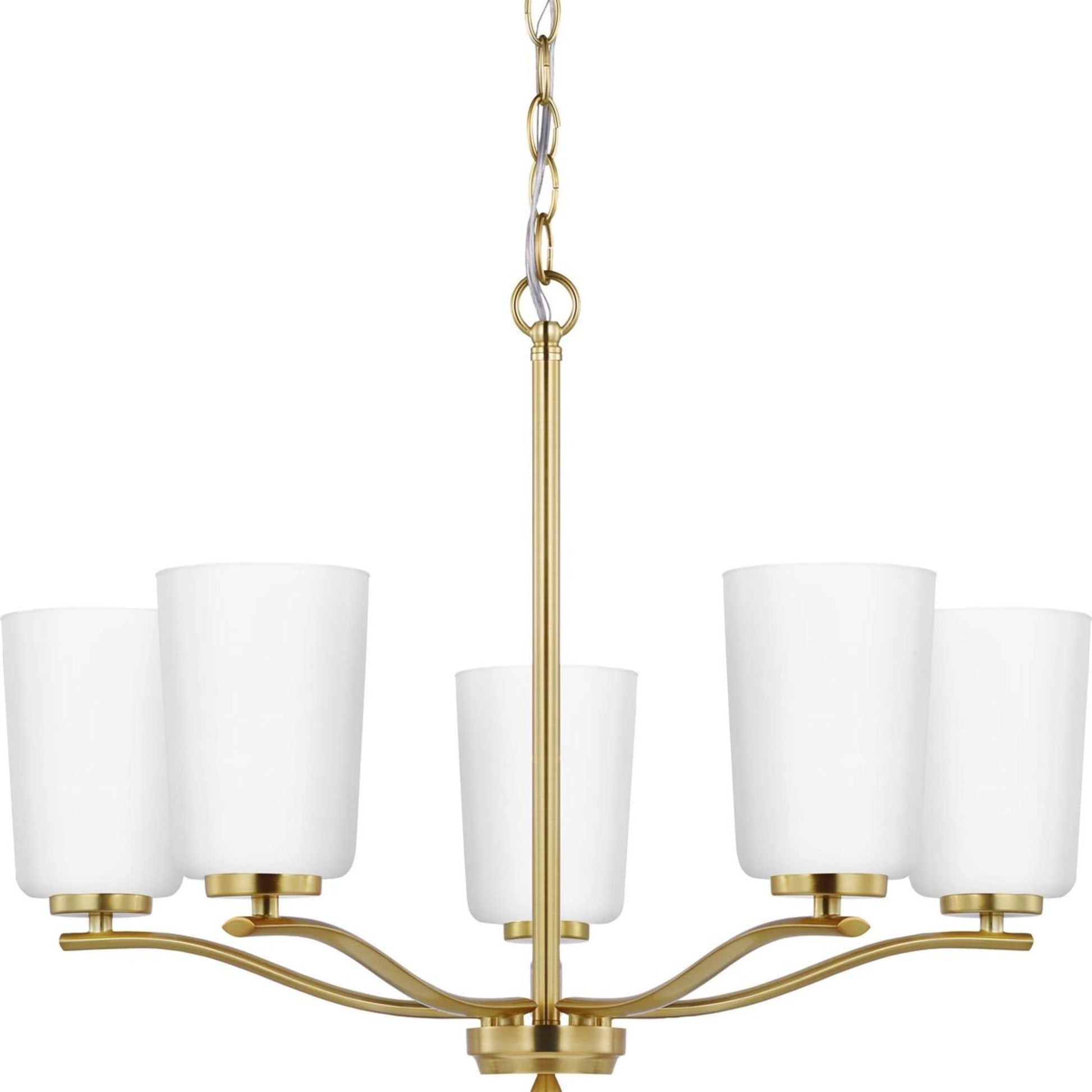 Progress Lighting Adley 5 -Light Satin Brass Indoor Etched glass Glass Steel Chandelier