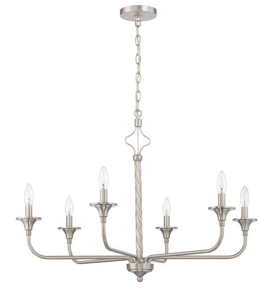 Craftmade Jolenne 6 -Light Brushed Nickel Indoor Bare bulb Steel Chandelier