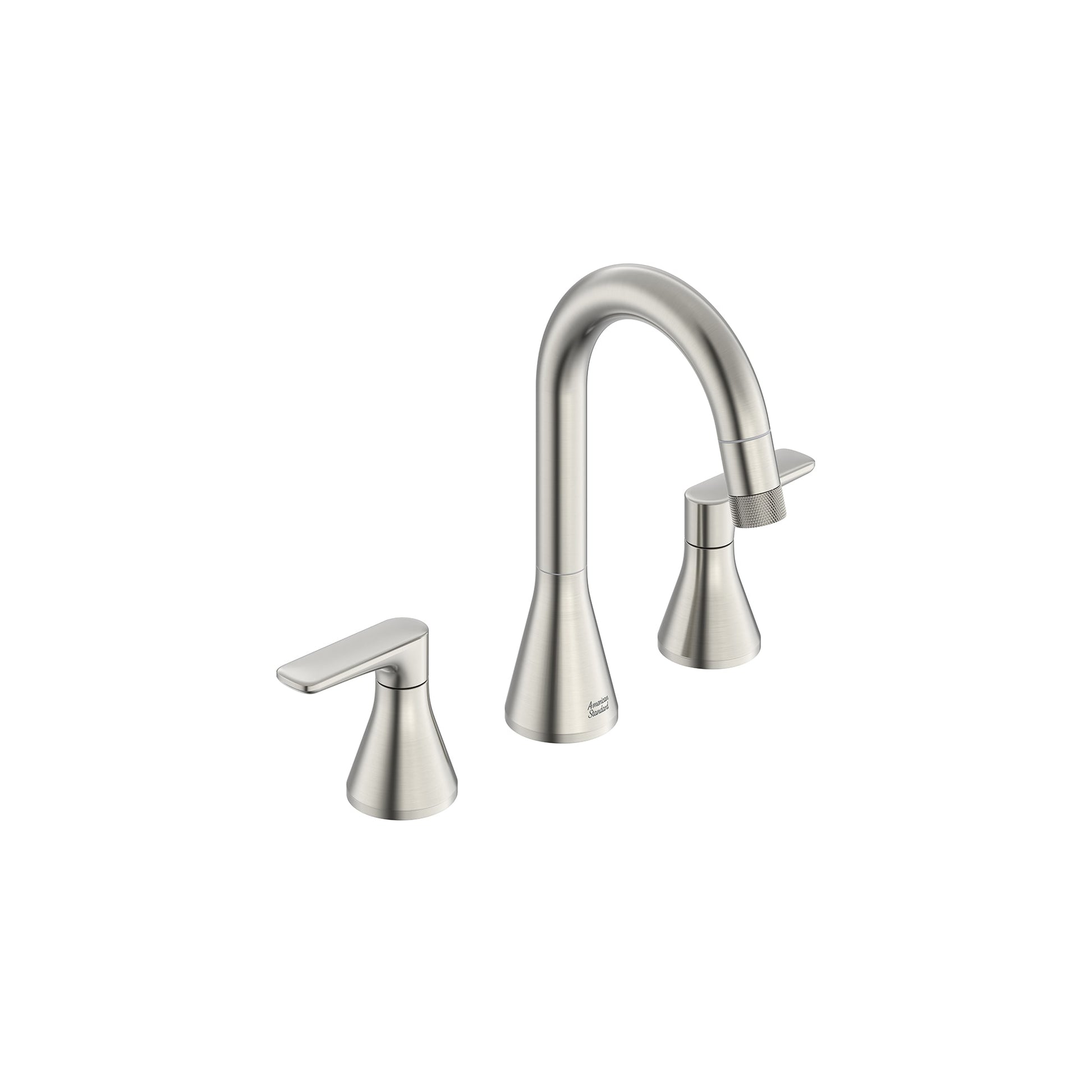 American Standard Aspirations BRUSHED NICKEL Widespread 2-handle WaterSense High-arc Residential Handle Pull-down Bathroom Sink Faucet with Drain