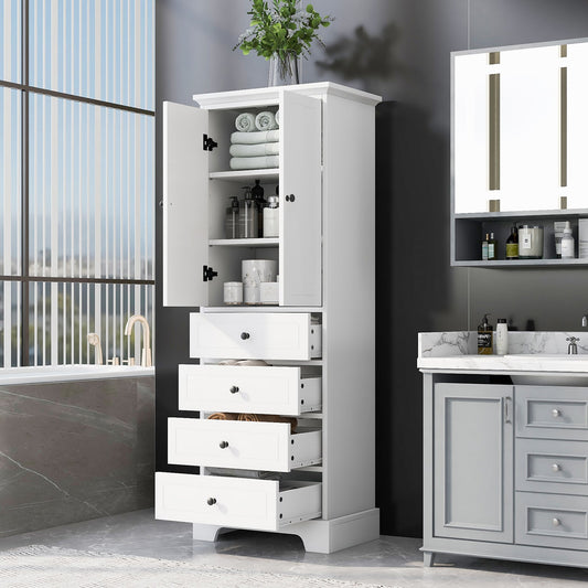 GZMR 23.6-in x 68.1-in x 15.7-in White Freestanding Linen Cabinet