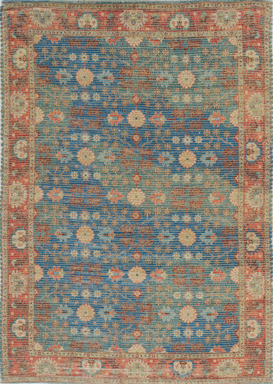 Everyday Woven 8 x 10 (ft) Jute Blue Rust Rectangular Indoor Distressed/Overdyed Moroccan Area rug 41