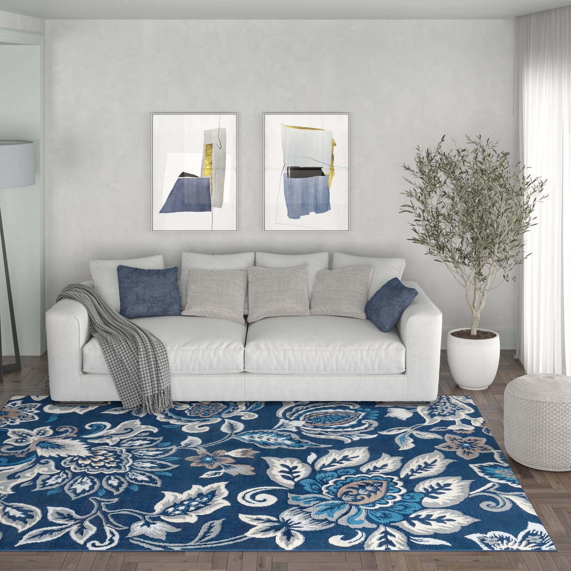 Tayse Madison 9 x 12 (ft) Loomed Polypropylene Dark Blue Rectangular Indoor Spot Clean Only Pet Friendly Area rug