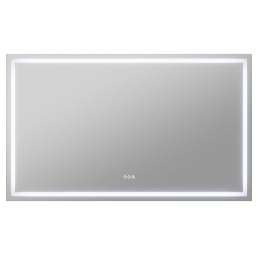 ANZZI 60-in x 36-in Polished Frameless Rectangle Dimmable LED Lighted Fog Free Bathroom Vanity Mirror ( Silver )