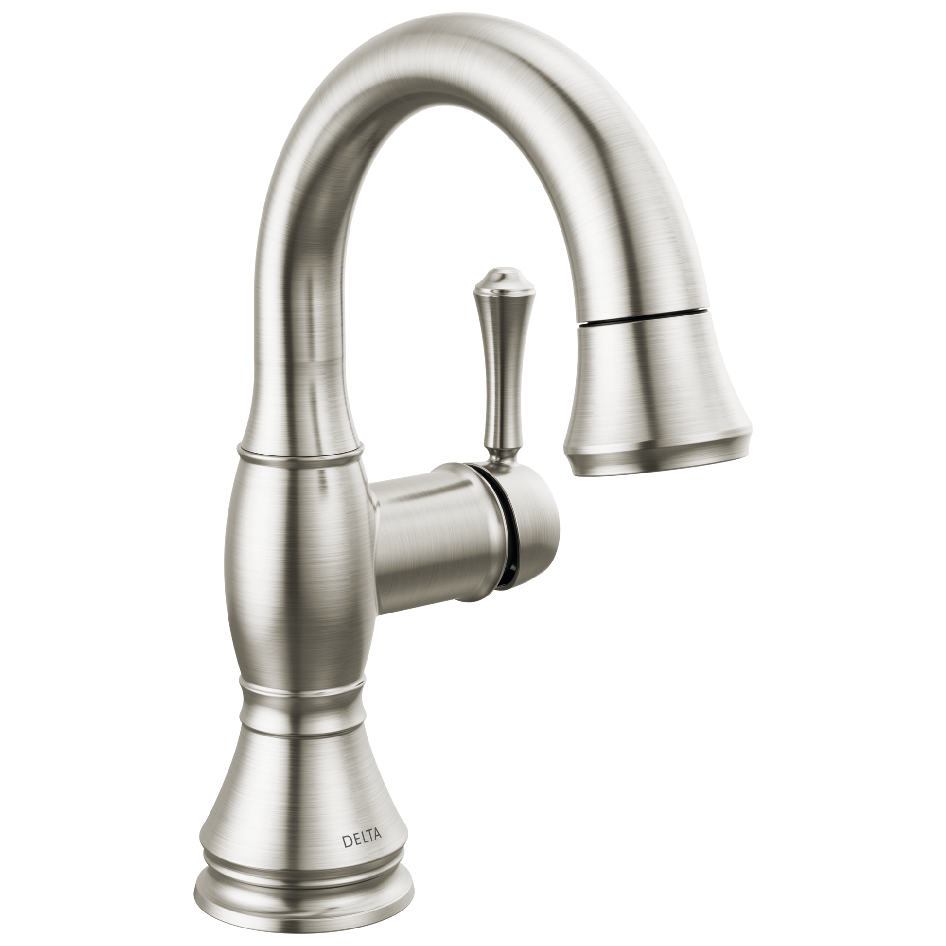 Delta Cassidy Stainless Steel Single hole 1-handle WaterSense High-arc Residential Handle Pull-down Bathroom Sink Faucet with Drain