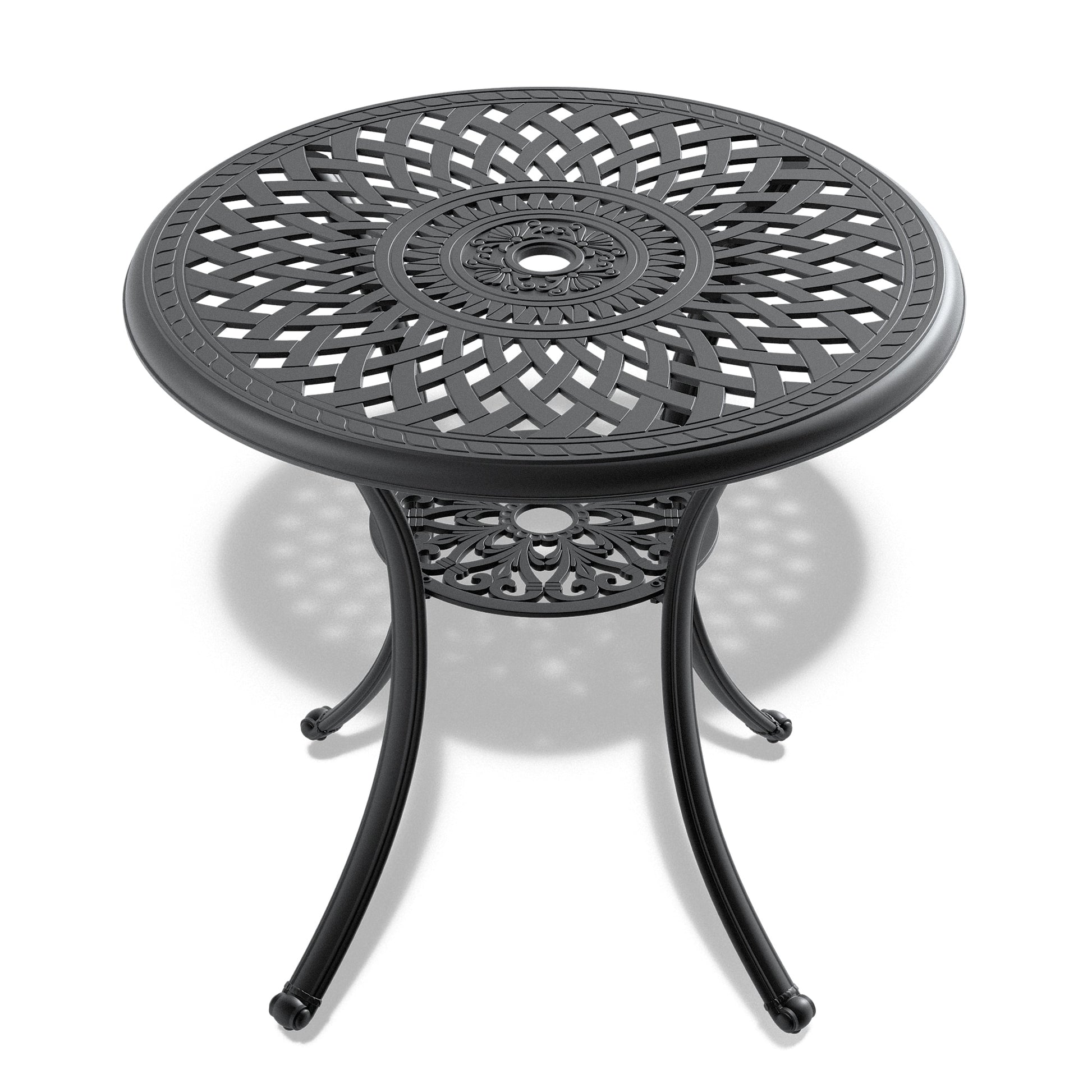 Clihome Patio Tables Round Outdoor Dining Table 30.71-in W x 30.71-in L with Umbrella Hole