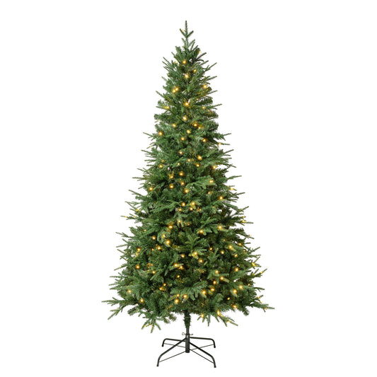 National Tree Company 7.5-ft Dunhill fir Pre-lit Slim Artificial Christmas Tree with White LED Lights