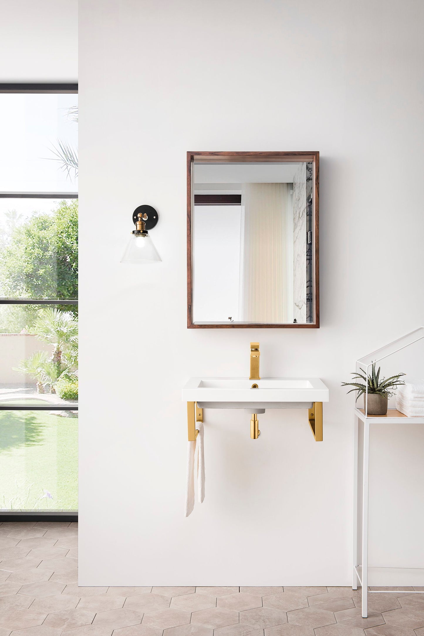 James Martin Vanities Boston Resin 18.1-in Wall-mount Rectangular Transitional Radiant Gold Bathroom Sink