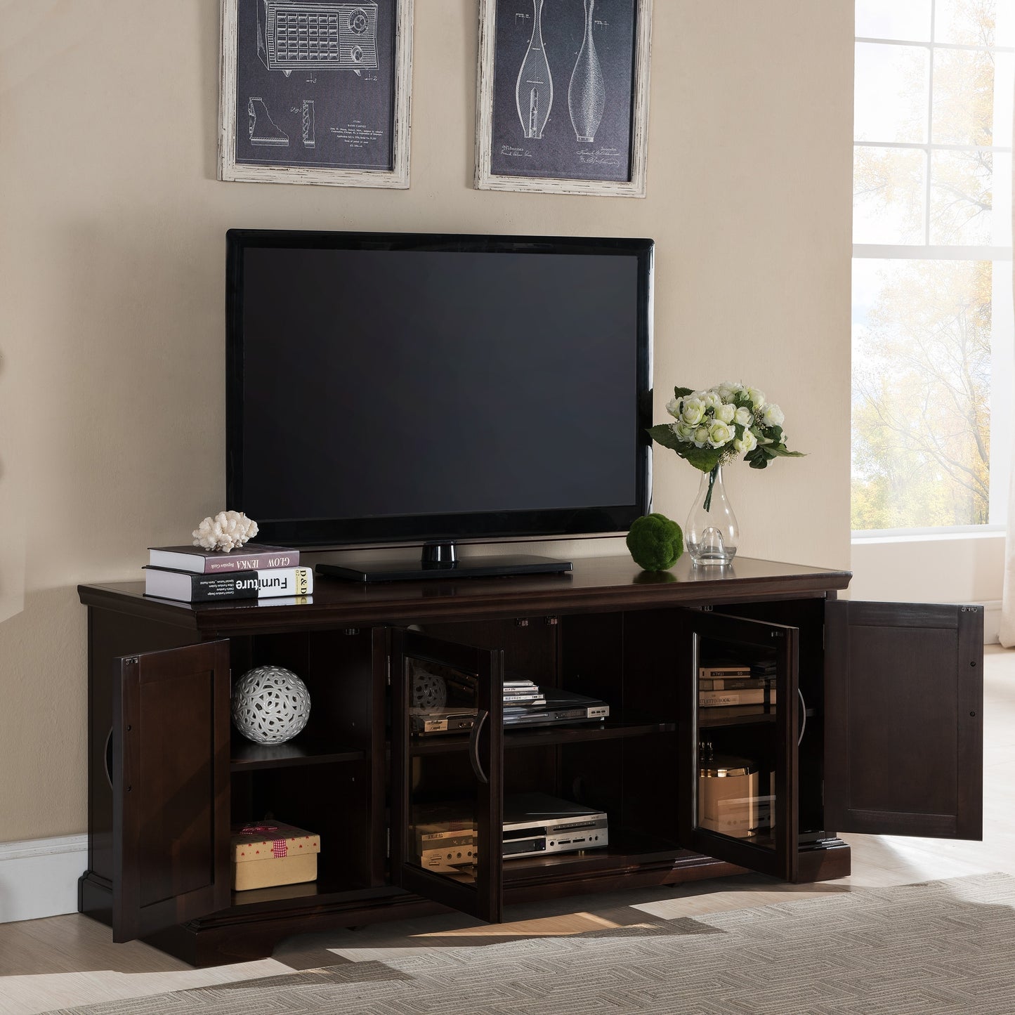 Leick Home Riley Holliday Traditional Chocolate Cherry 60-in W TV stand ( Accommodates TVs up to 60-in )