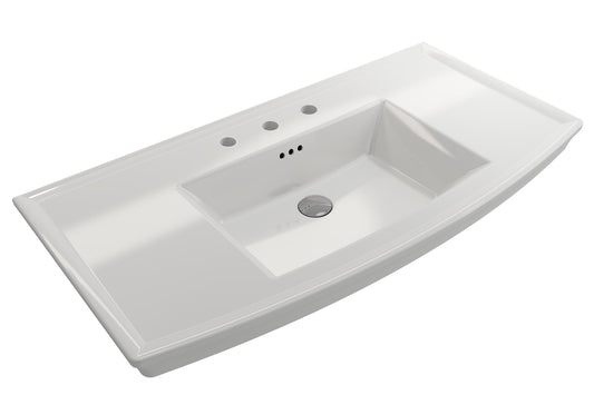BOCCHI Fire Clay 19.75-in Wall-mount Rectangular Traditional White Bathroom Sink