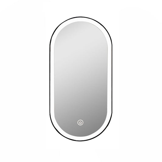 Decor Wonderland Illumination 23.6-in x 39.5-in Framed Oval LED Lighted Fog Free Bathroom Vanity Mirror ( Black )