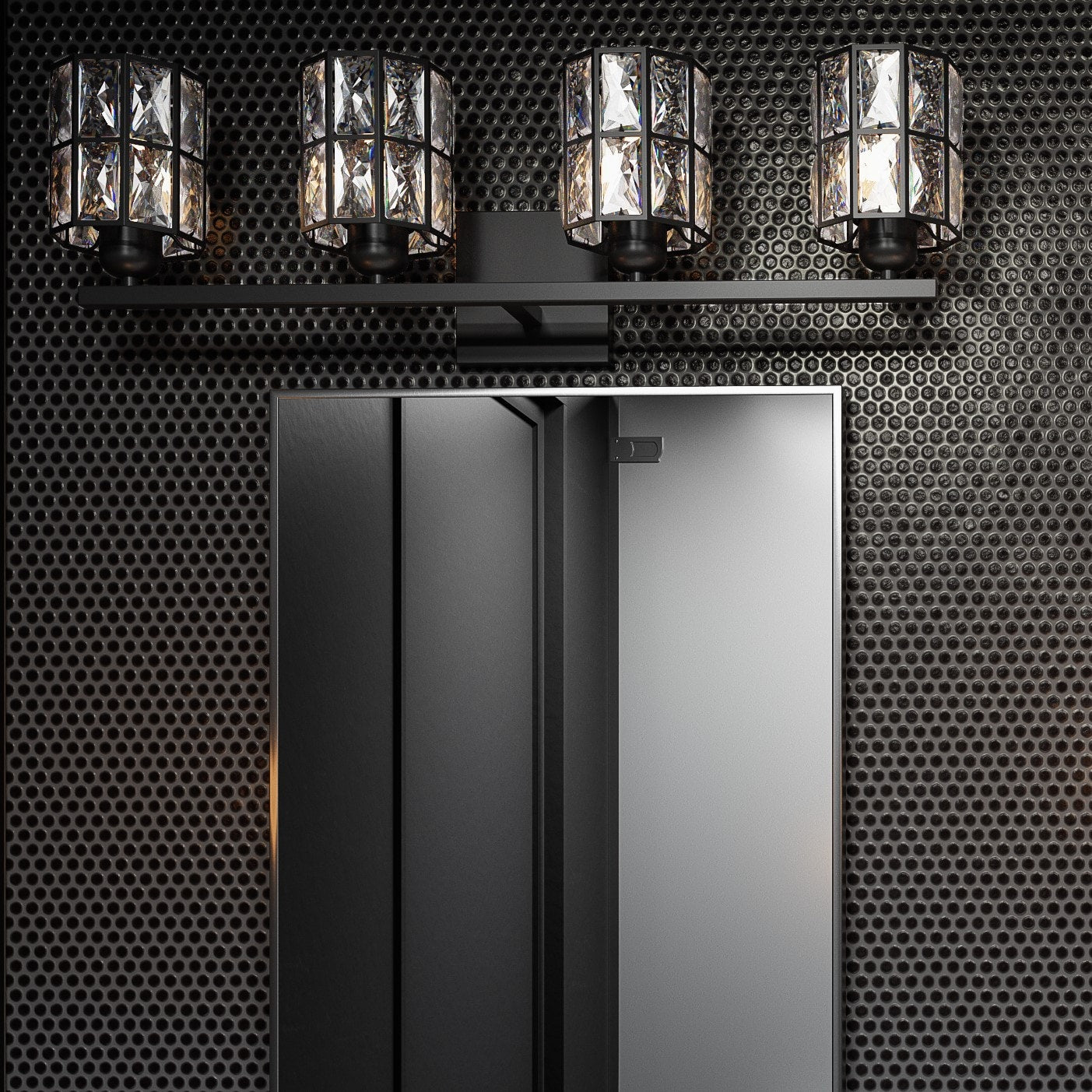 Quoizel Gibson 29.5-in 4 Light Matte Black Transitional Bathroom Vanity light