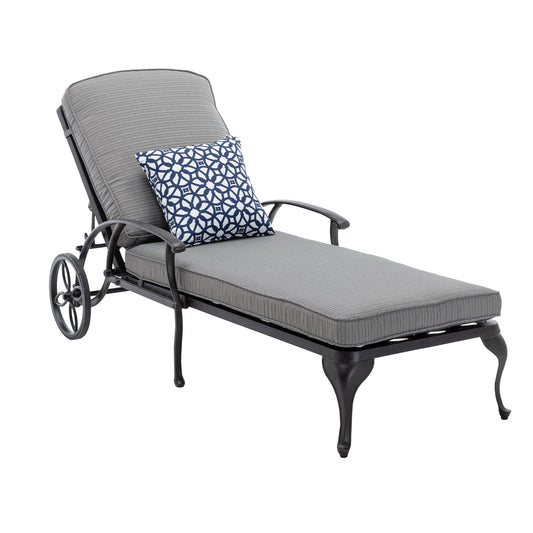 AHIOU HOME Hartford Bronze Aluminum Frame Stationary Chaise Lounge Chair with Gray Cushioned Seat