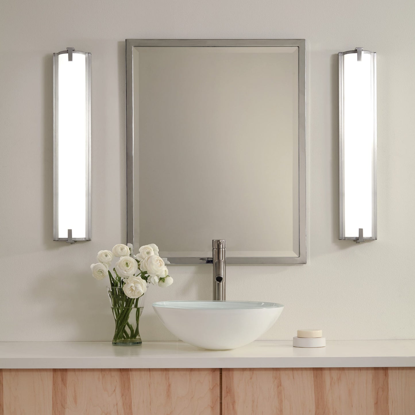 Generation Lighting 38 38-in 3 Light Satin Aluminum Integrated LED Transitional Bathroom Vanity light
