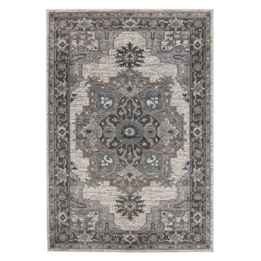 AMER Alexandria 8 x 10 (ft) Loomed Polypropylene Taupe Rectangular Indoor Medallion Spot Clean Only Area rug