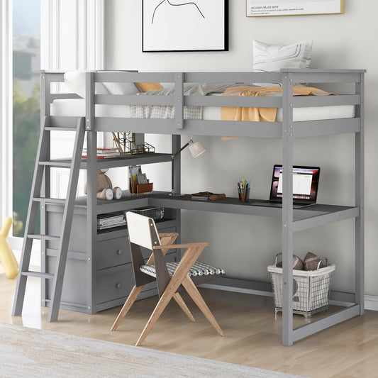 Qualler Gray Twin loft Bunk Bed