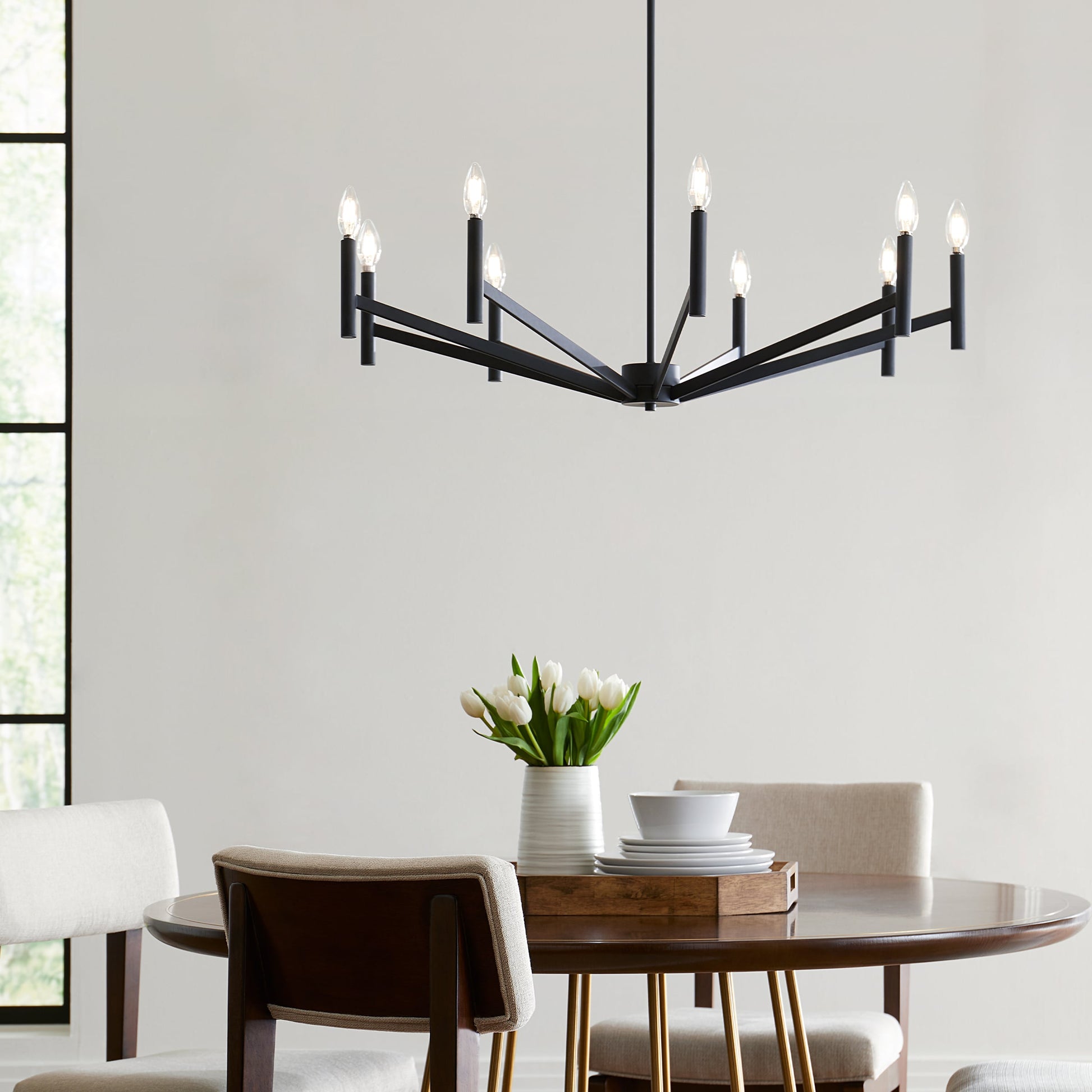 Generation Lighting Vector 9 -Light Matte Black Indoor Metal Chandelier