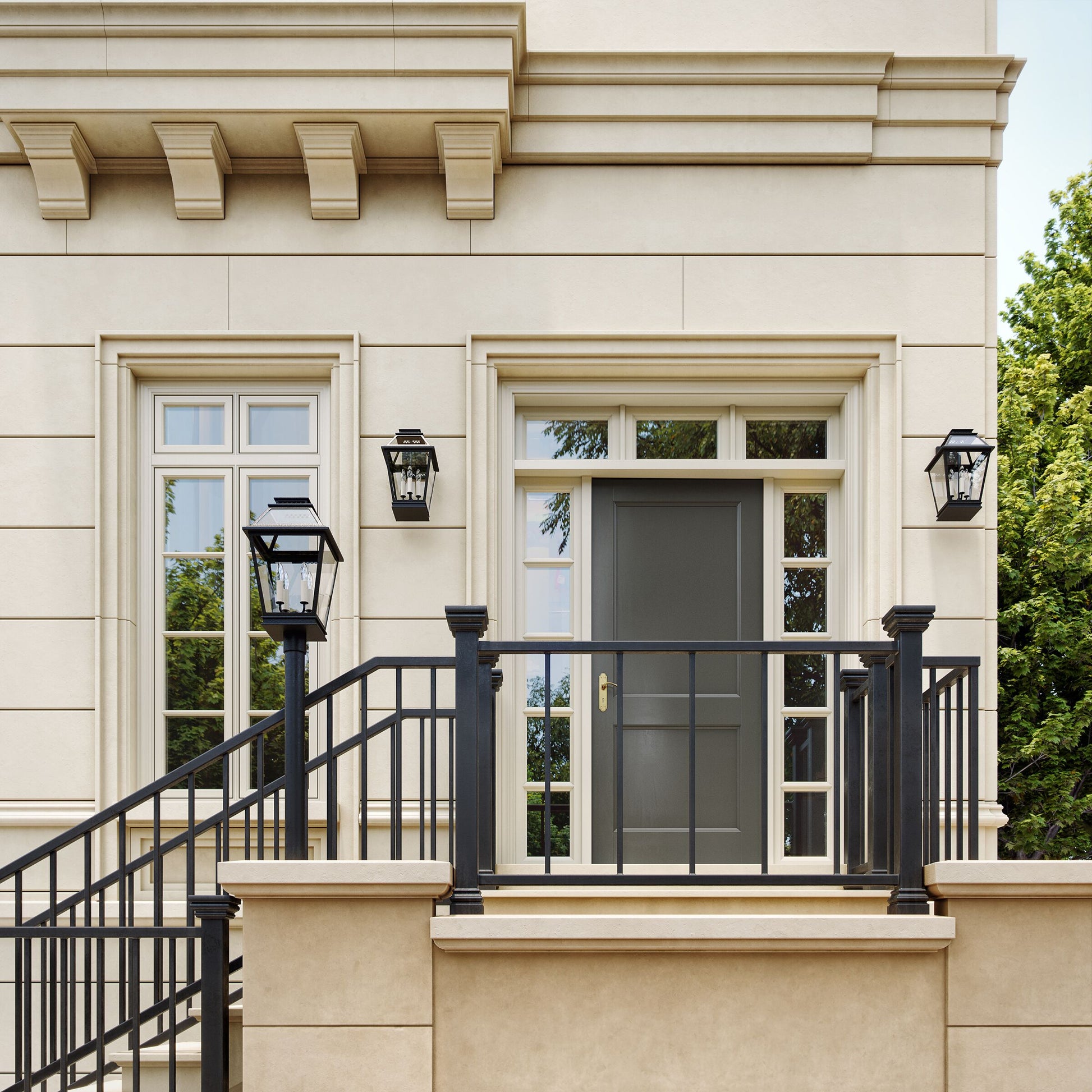 Generation Lighting Falmouth Coastal 3 -Light 16-in H Black Hardwired Outdoor Wall Light