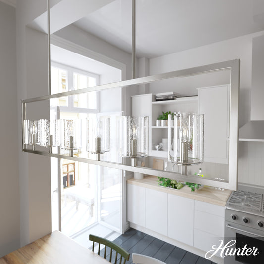 Hunter Kerrison 6 -Light Brushed Nickel Indoor Metal Chandelier