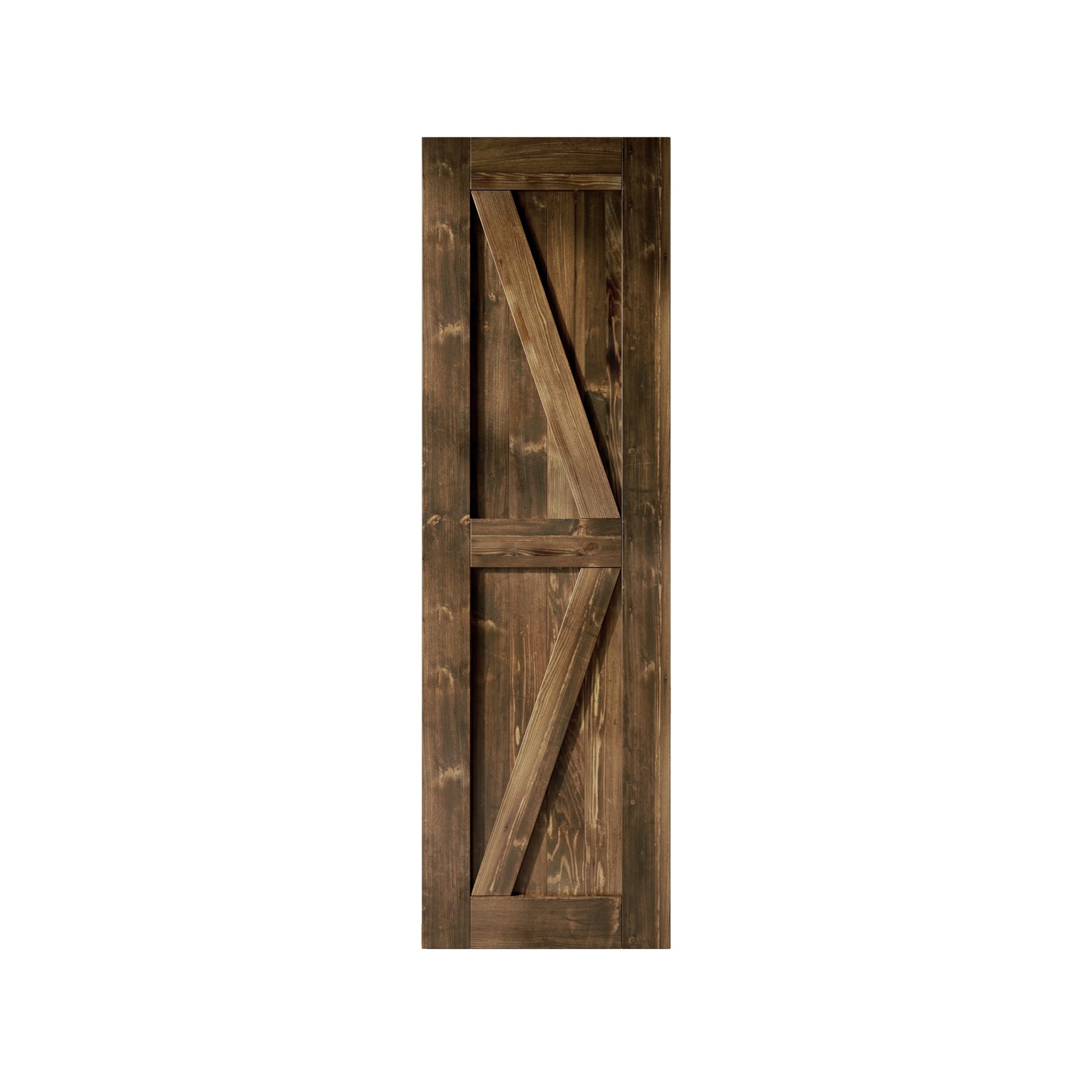 HOMACER 26-in x 84-in Walnut K-frame Pine Wood Solid core Single Barn Door (Hardware Not Included)