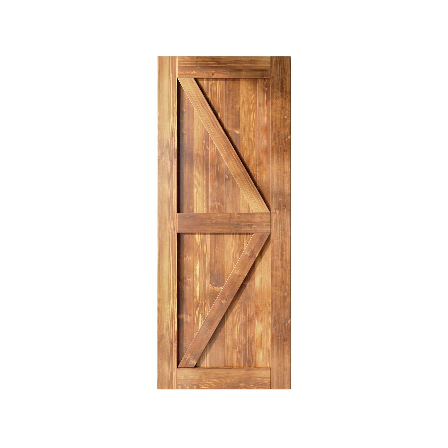 HOMACER 36-in x 84-in Early American K-frame Pine Wood Solid core Single Barn Door (Hardware Not Included)