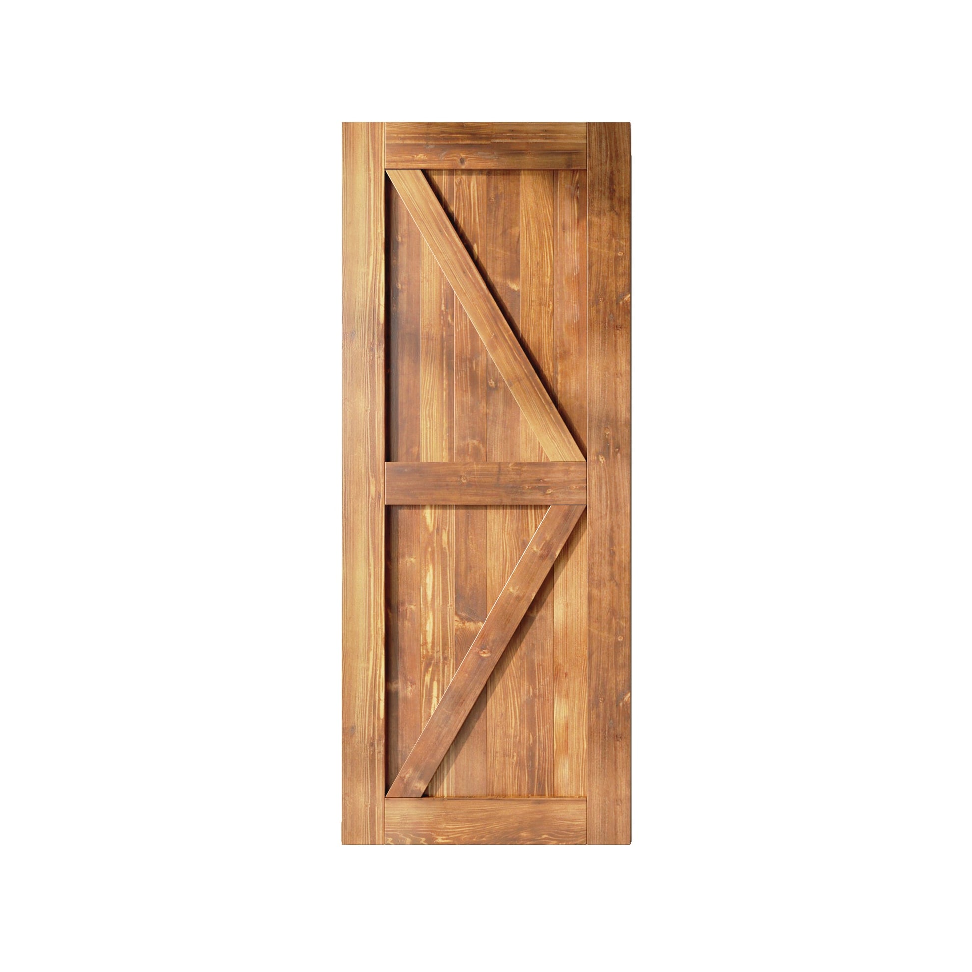 HOMACER 36-in x 84-in Early American K-frame Pine Wood Solid core Single Barn Door (Hardware Not Included)