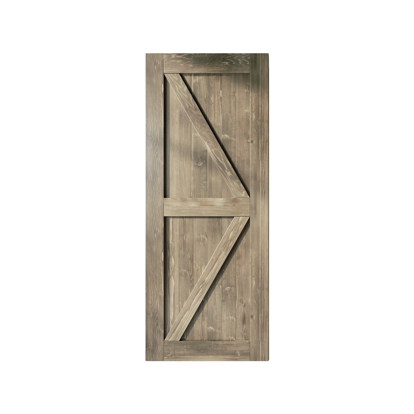 HOMACER 32-in x 84-in Classic Gray Prefinished K-frame Pine Wood Solid core Single Barn Door (Hardware Not Included)