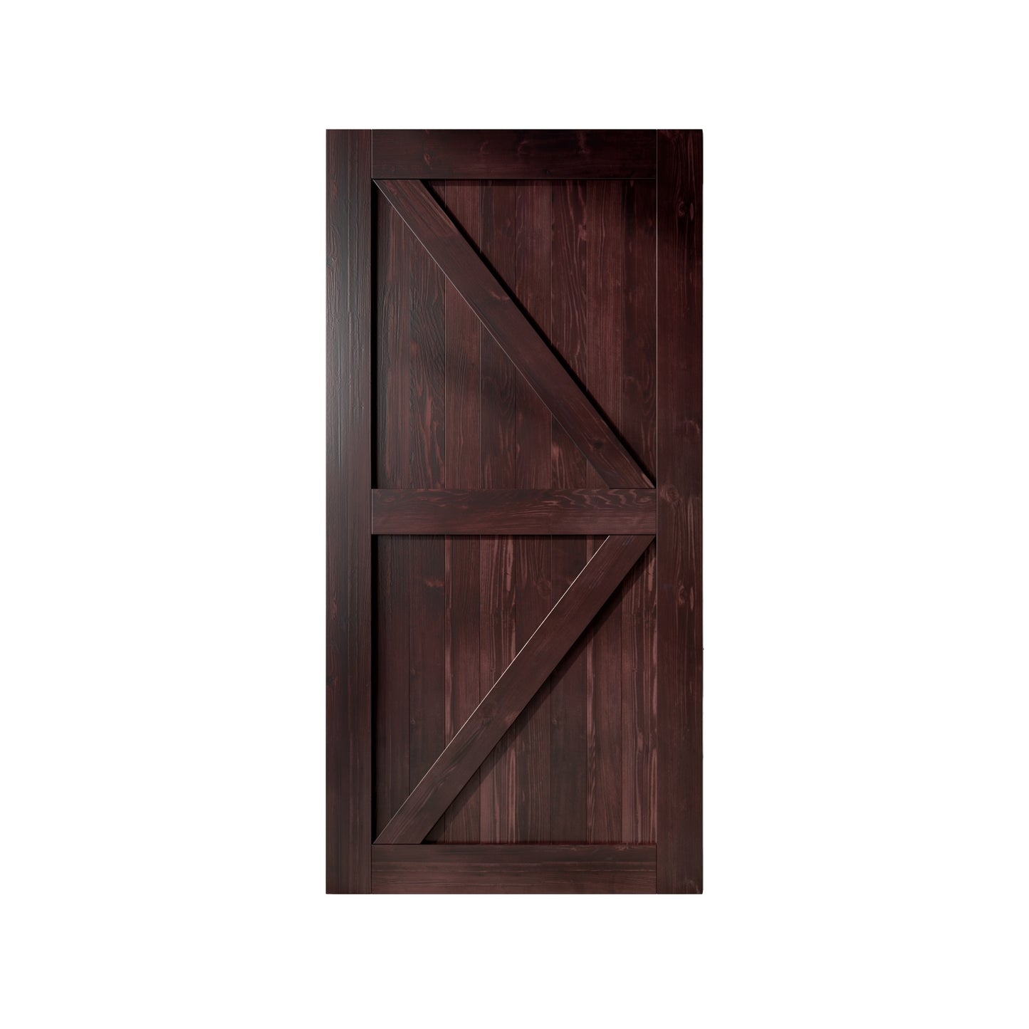 HOMACER 42-in x 84-in Red Mahogany Prefinished K-frame Pine Wood Solid core Single Barn Door (Hardware Not Included)
